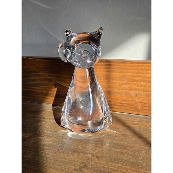 Vintage Lead Crystal Blown Glass Owl Figurine Paperweight, Made in Taiwan - Picture 4 of 10